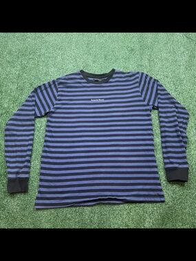Raised By Wolves T Shirt Mens Size M Blue Long Sleeve Striped Streetwear